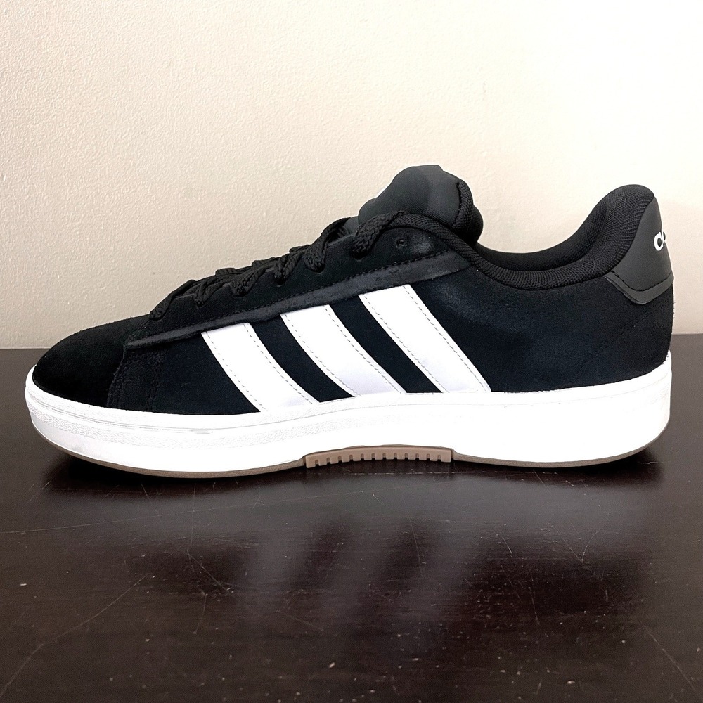 Adidas‎ Grand Court Alpha Mens Sneakers Black White Gum Suede Low Top 10.5 - Picture 5 of 8